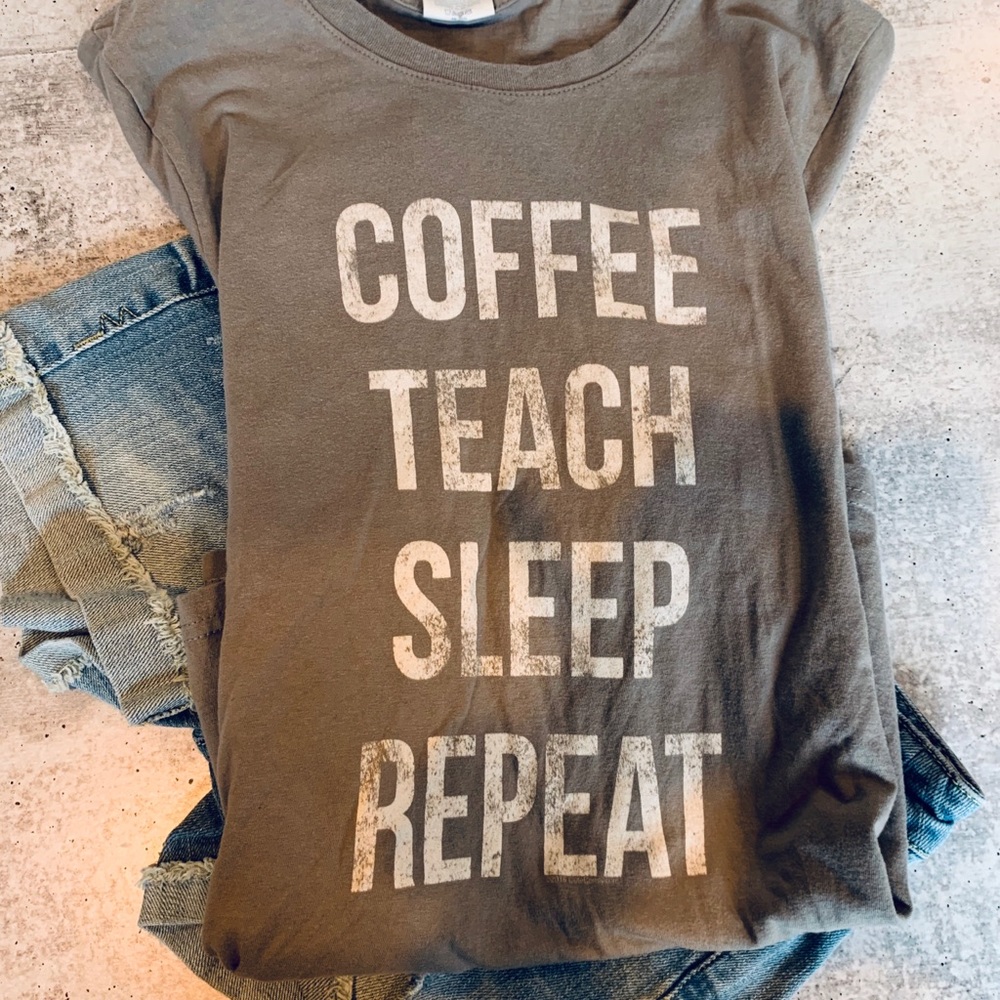 PORT & CO TEACHER GRAPHIC TEE SHIRT LOGO T SIZE S
